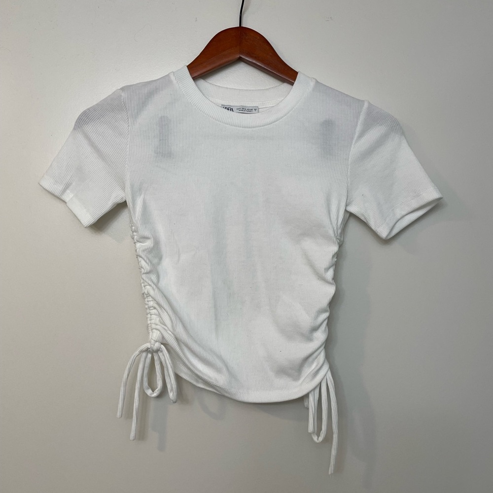Zara White Tie side Tshirt